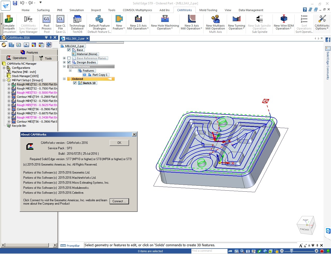 CAMWorks 2016 SP3 for Solid Edge