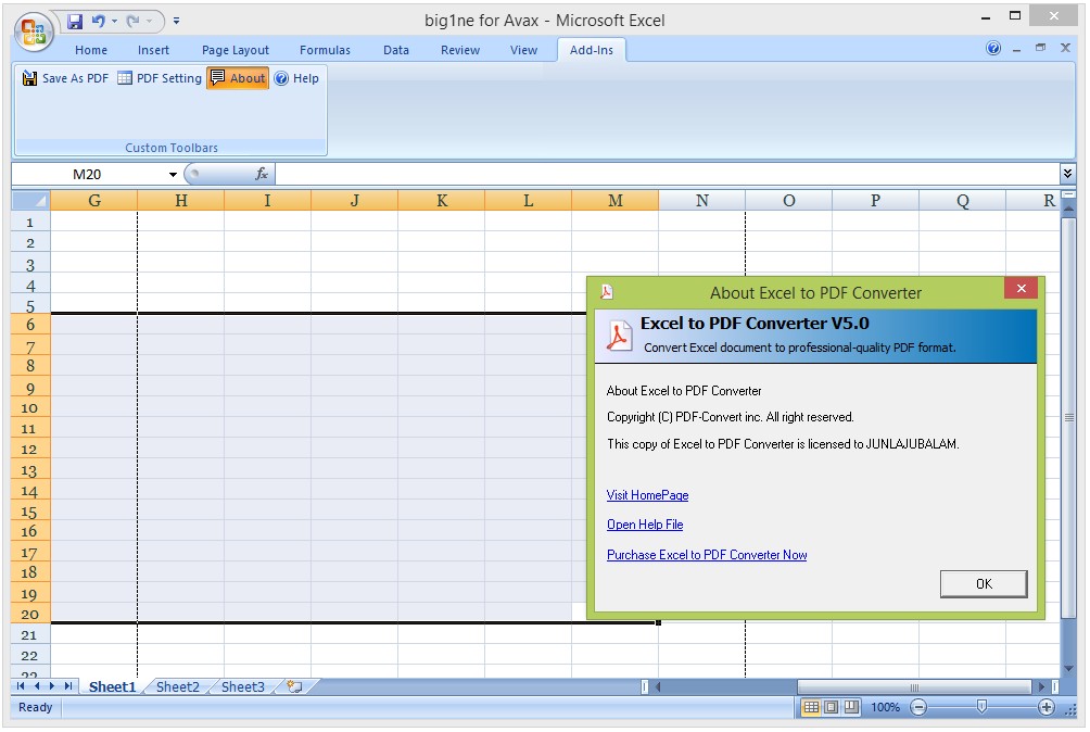 Excel to PDF Converter 5.0