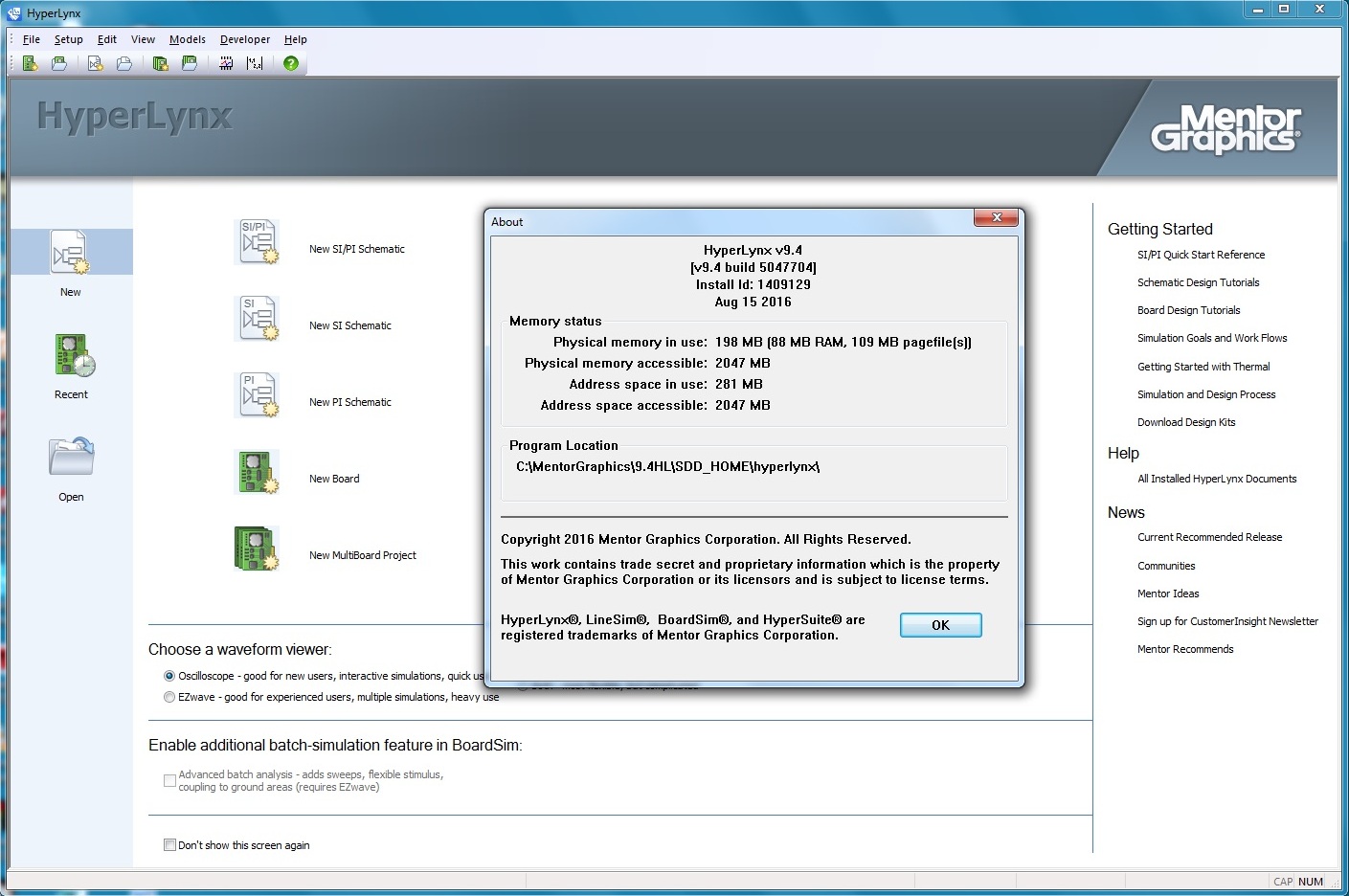 Mentor Graphics HyperLynx SI/PI/Thermal 9.4