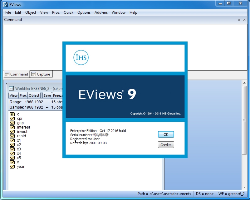 EViews 9.5 (October 17, 2016) Update