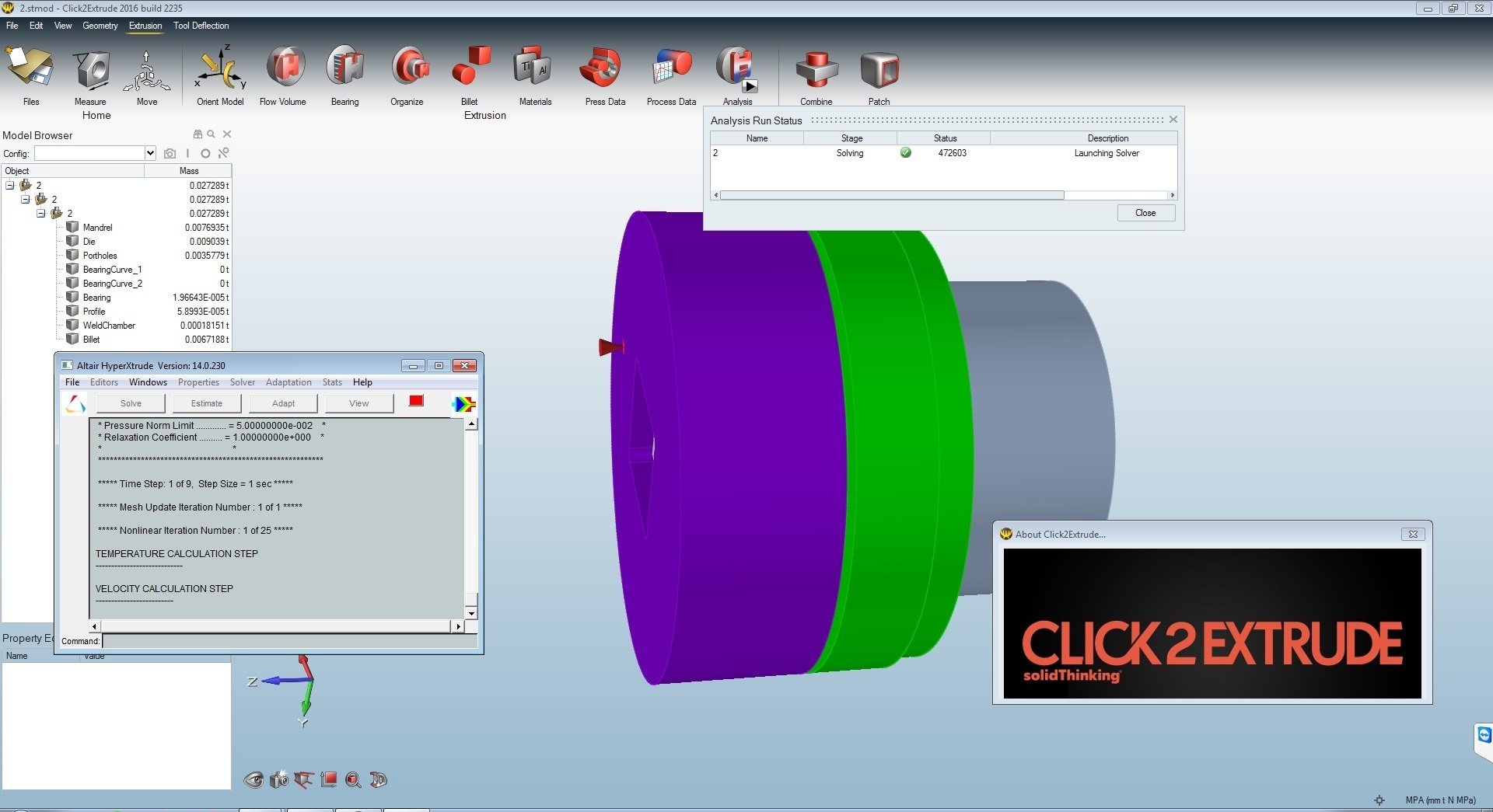 solidThinking Click2Extrude Metal/Polymer 2016.2235