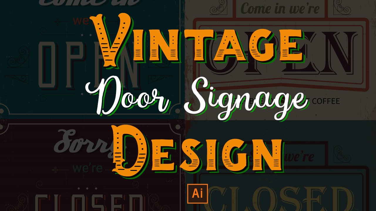 Vintage Door Signage Design in Adobe Illustrator