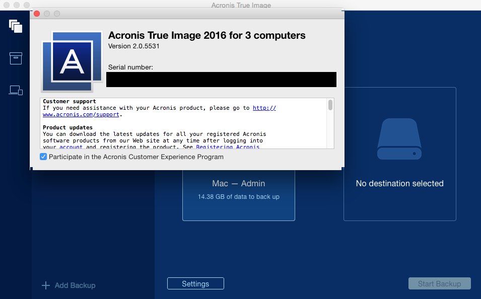 Acronis True Image for Mac 2016 2.0.5531 Multilangual Mac OS X