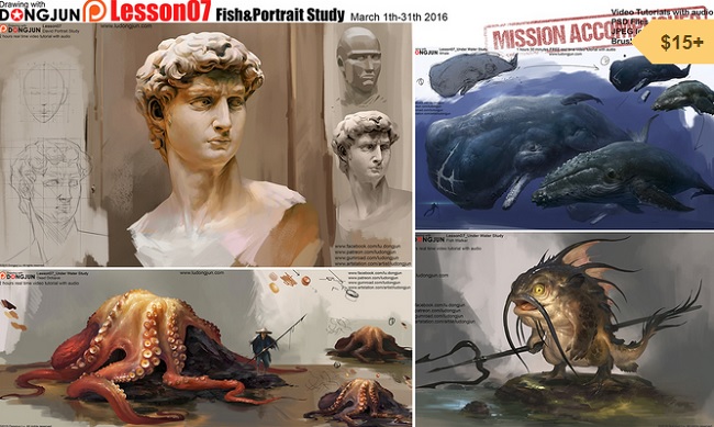 Gumroad - Lesson07: Fish & Portrait Study by Lu-Dongjun