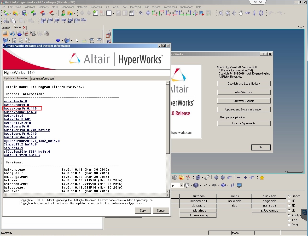 Updates (04.2016) for Altair HyperWorks 14.0