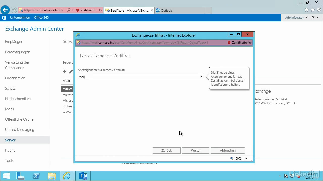 Microsoft Exchange Server 2016 - Installation, Neuerungen, Grundeinrichtung