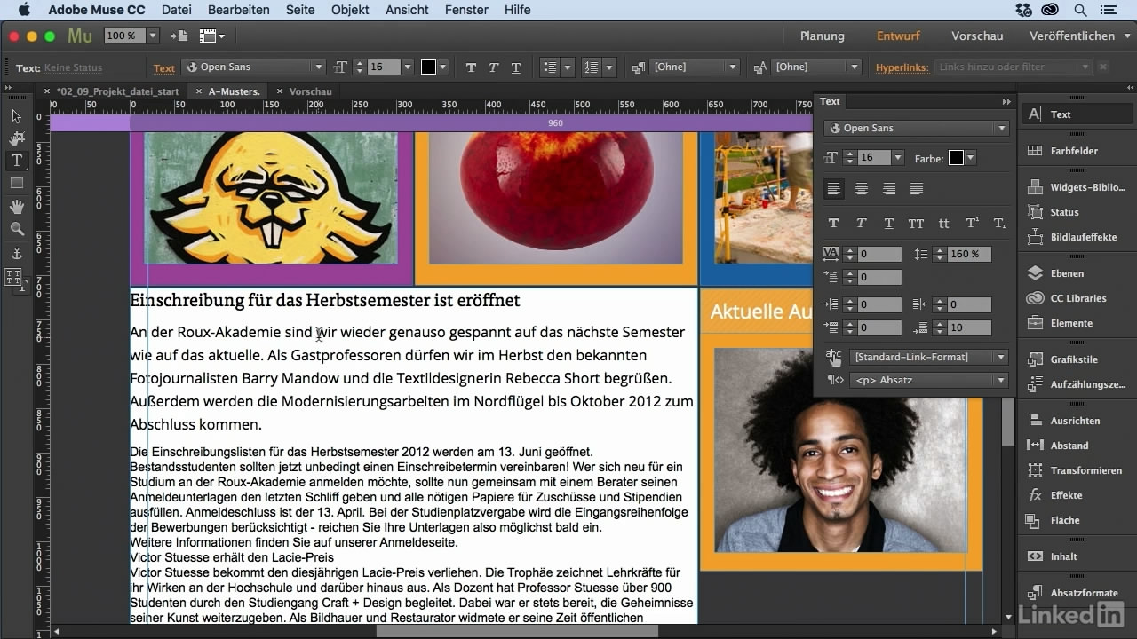 Eine Website mit Muse CC (2015.1) erstellen