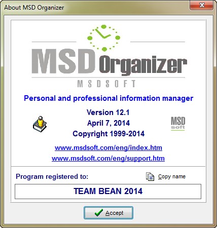 MSD Organizer 12.1