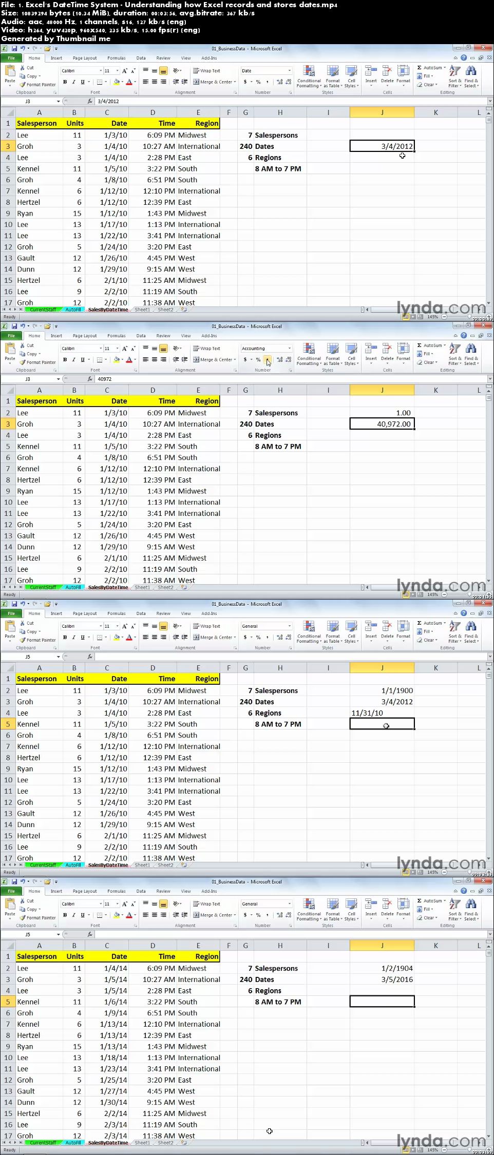 Lynda - Excel 2010: Working with Dates and Times