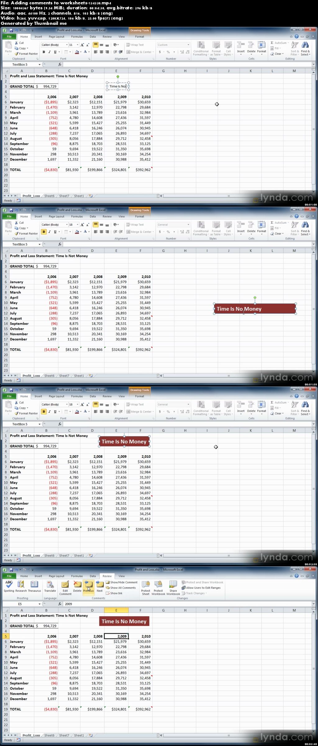 Lynda - Up and Running with Excel 2010