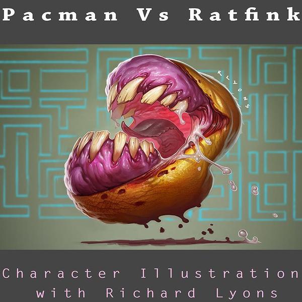 Character illustration Pacman vs Ratfink by Richard Lyons