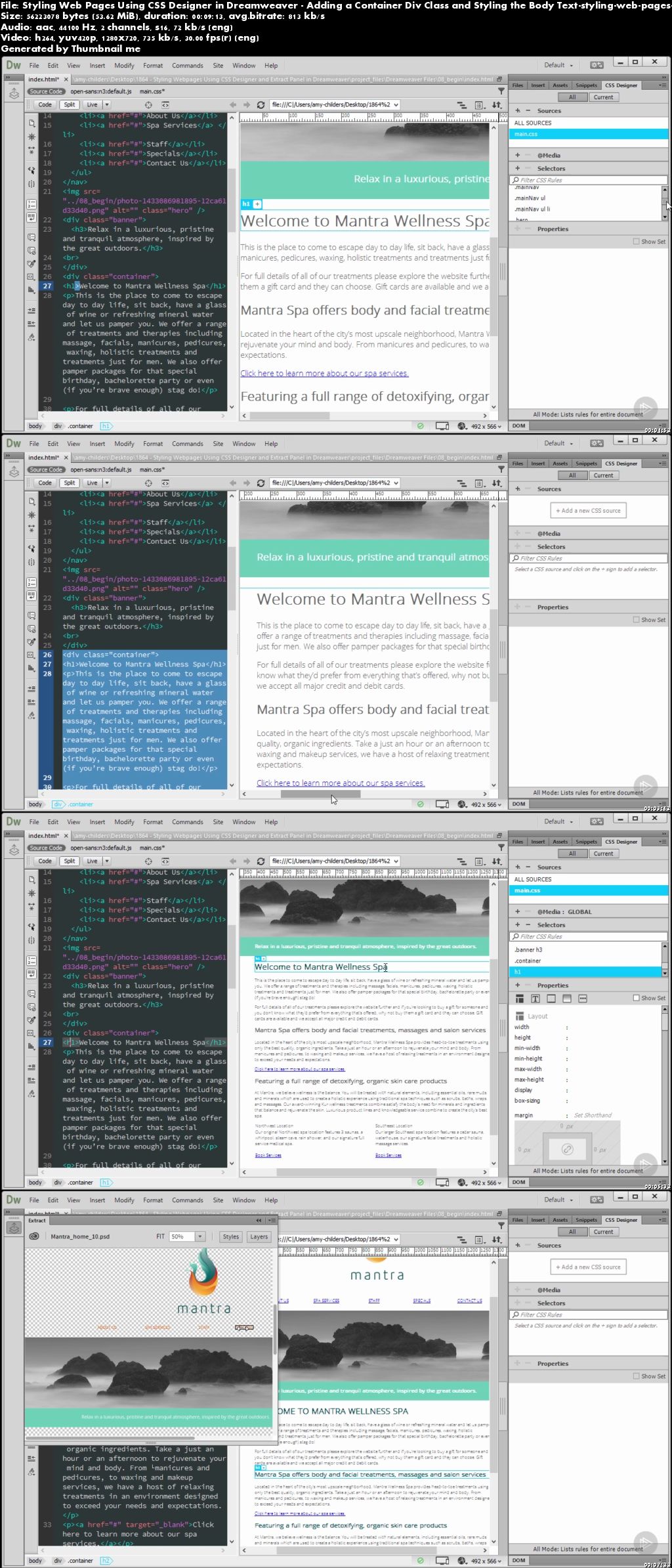 Styling Web Pages Using CSS Designer in Dreamweaver CC