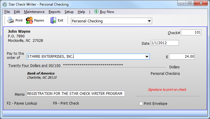 Starre Enterprises Star Check Writer 4.30