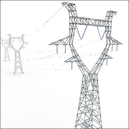 Modular Powerlines 3D Model