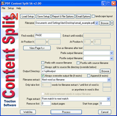 Traction Software PDF Content Split SA 3.07