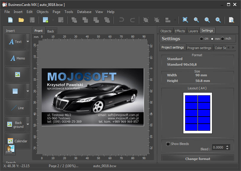 Mojosoft BusinessCards MX 4.87 Multilingual Portable