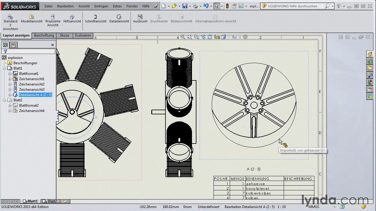 SOLIDWORKS – Baugruppen Konstruktion, Verknüpfung, Muster, Darstellung, Prüfung, Zeichnung