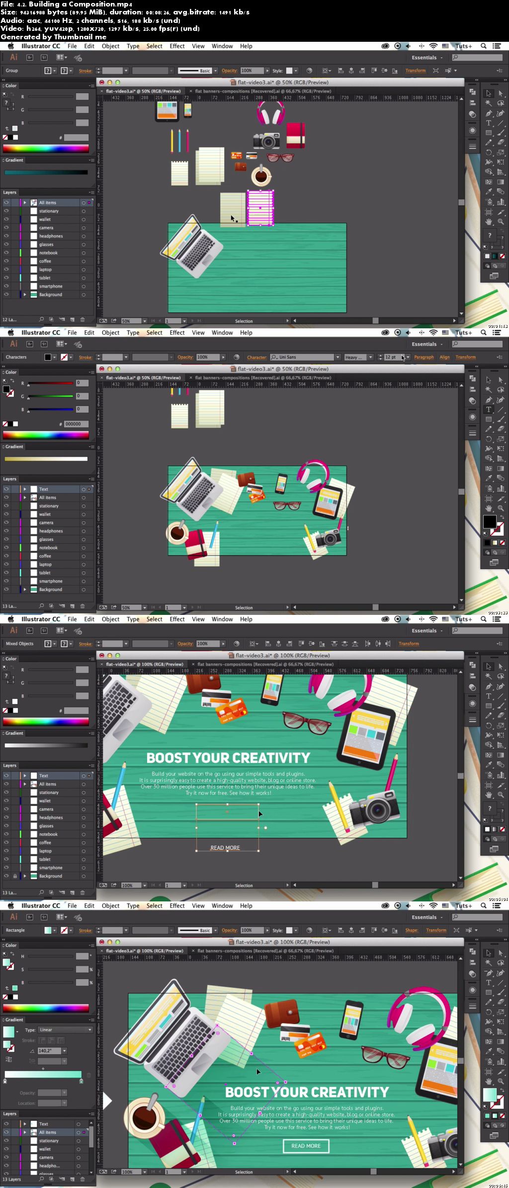 TutsPlus - Creating Flat Workspace Elements for Advertisements