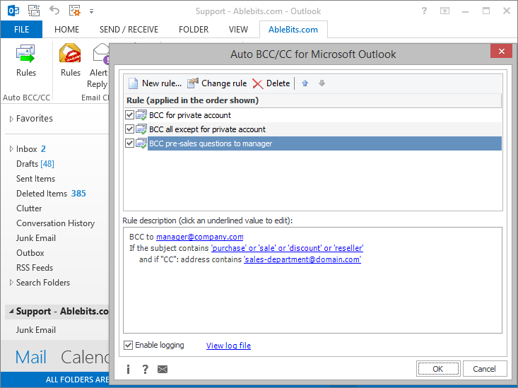 AbleBits Auto BCC/CC for Microsoft Outlook 4.2.5.652