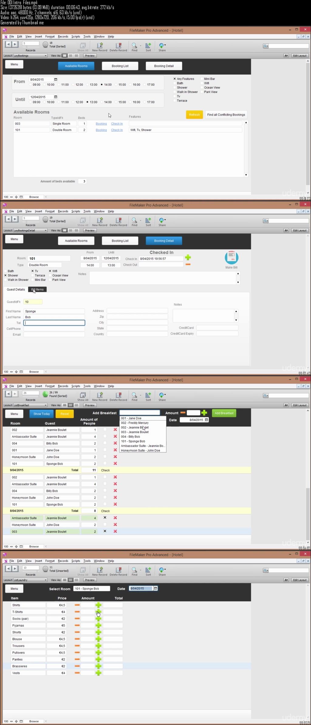 Filemaker Bookings and Reservation System