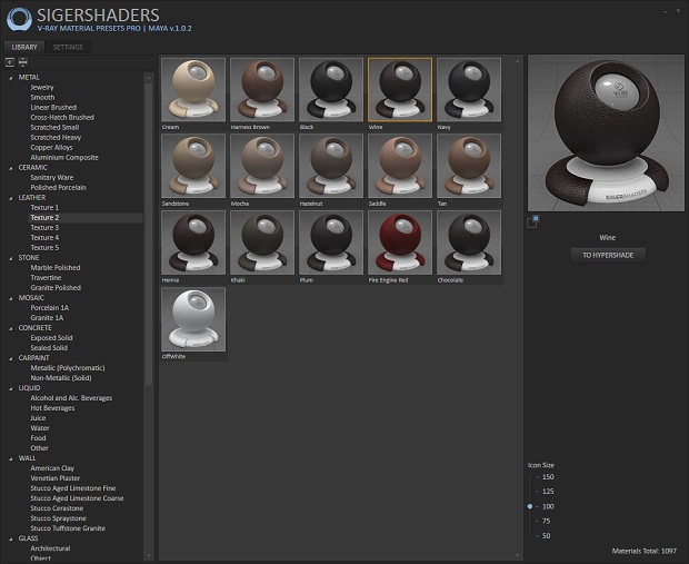 SIGERSHADERS V-Ray Material Presets Pro 1.0.2 MOD v1.0.0.0 for Maya 2011 - 2016