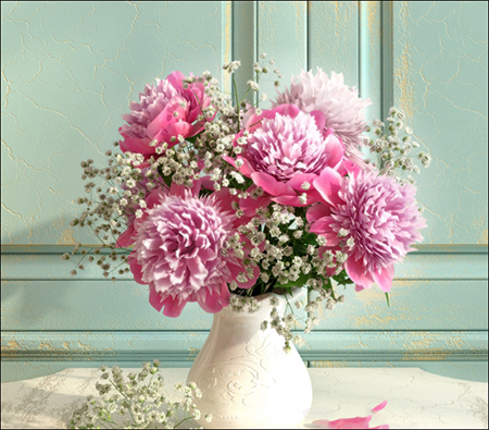 Bouquet of Peonies with Verdure